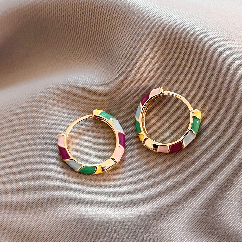 Chic Boucles d'Oreilles en Émail Doré