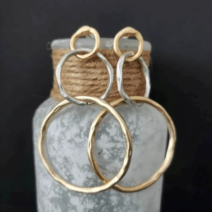 Boucles d'oreilles rétro en or et argent