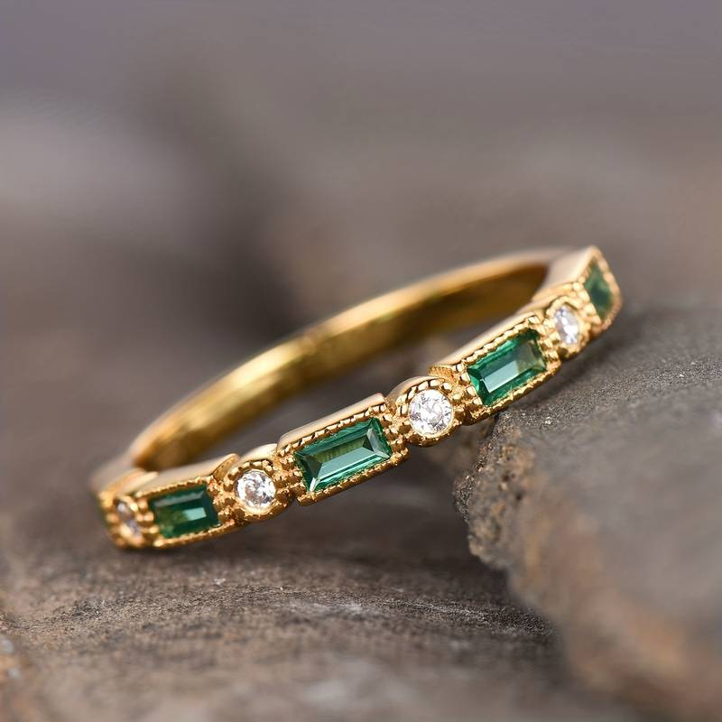 Anneau en Or avec Zirconia Vert Incrusté