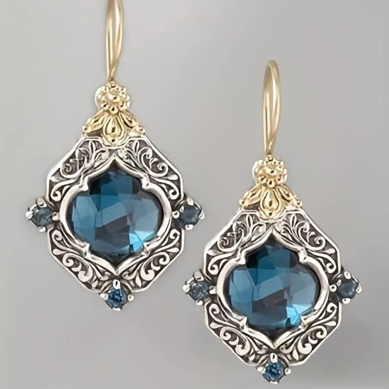 Boucles d'oreilles vintage en cristal bleu