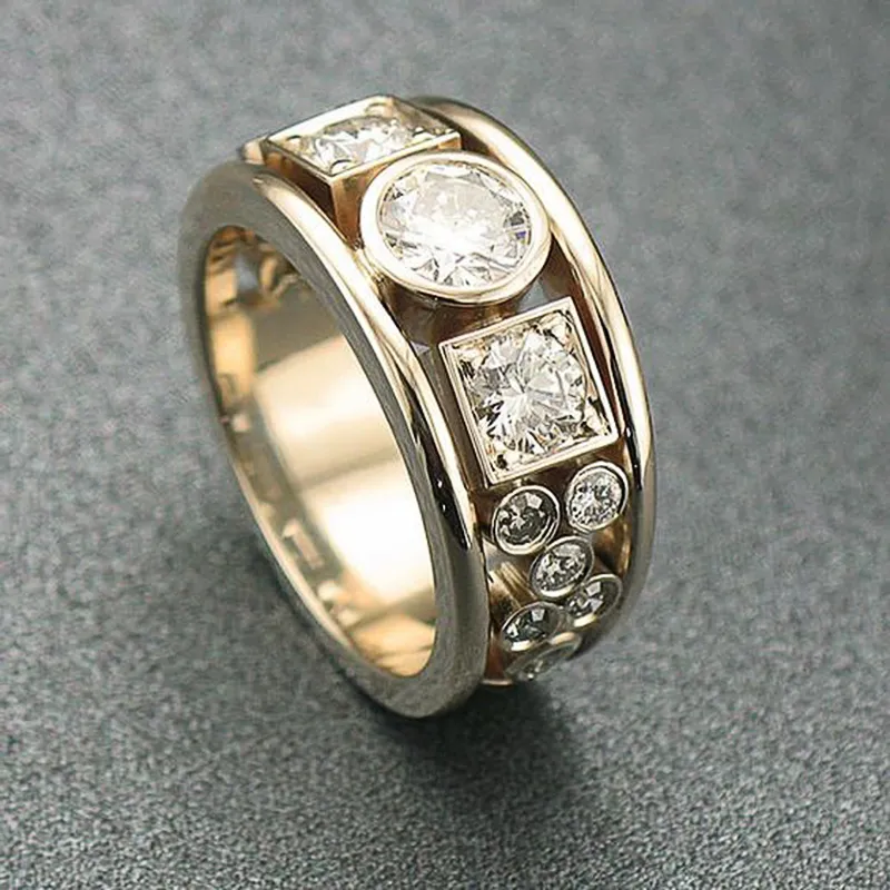 Classique Bague en Zirconium Doré