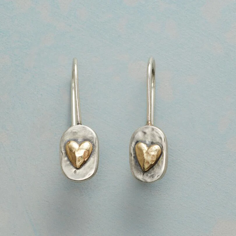 Boucles d'oreilles en argent en forme de cœur au style Art Déco