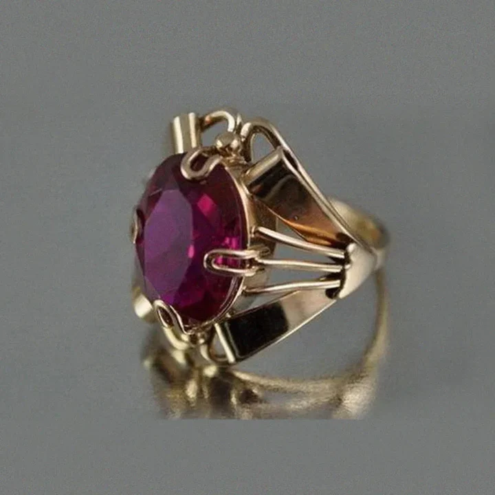 Vintage Bague en Cristal de Grenat Doré