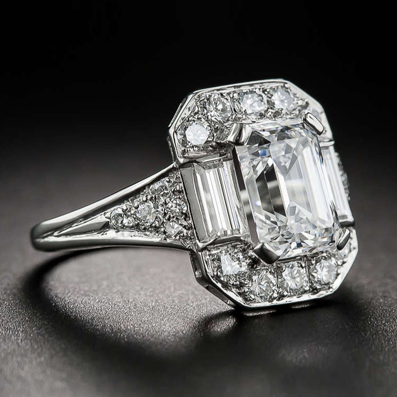 Vintage en Argent Bague avec Zircon Cubique