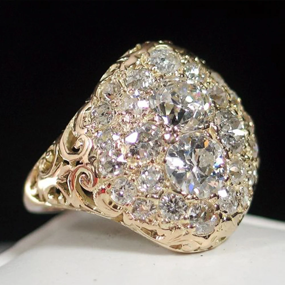 Exclusive Bague Vintage en Or ornée de Diamants Ronds