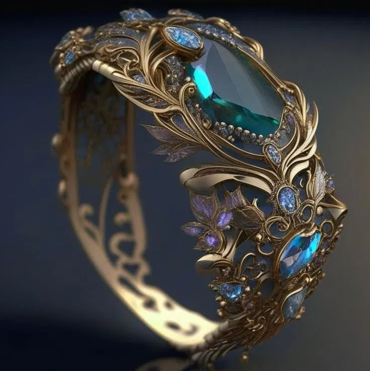 Exclusif Bague Vintage en Cristal Floral Bleu