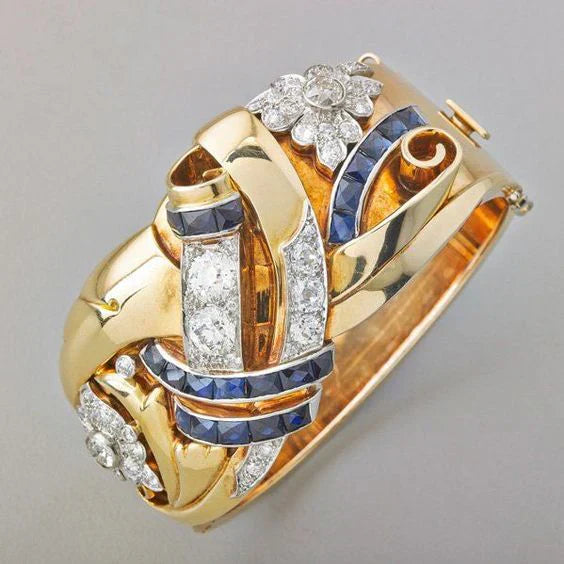 Anneau Vintage en Or avec Zircon Bleu