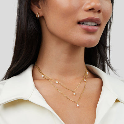 Collier superposé avec goutte de perle Kay