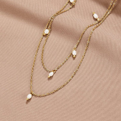 Collier superposé avec goutte de perle Kay