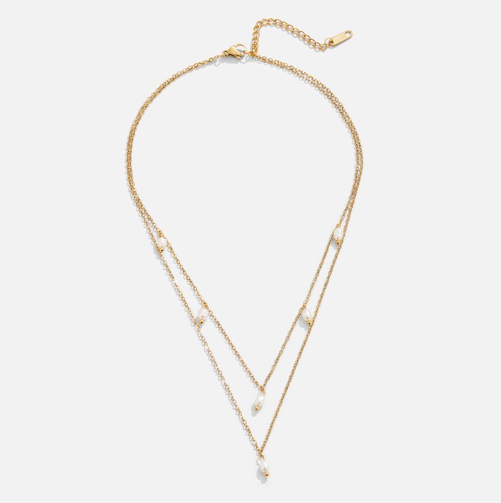 Collier superposé avec goutte de perle Kay