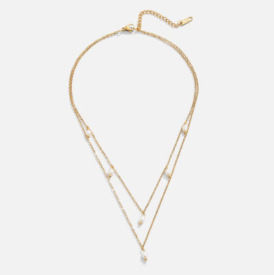 Collier superposé avec goutte de perle Kay