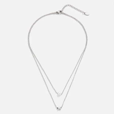 Collier en Argent Superposé avec Étoile & Perle
