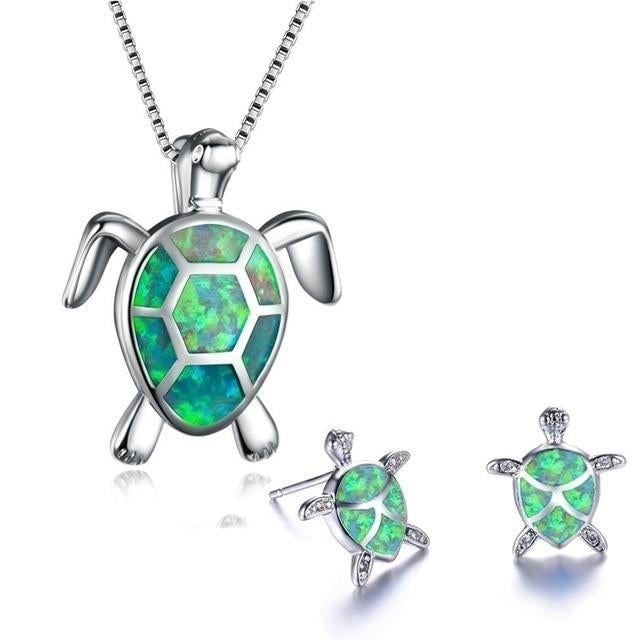 Set de Bijoux Tortue de Mer en Opale