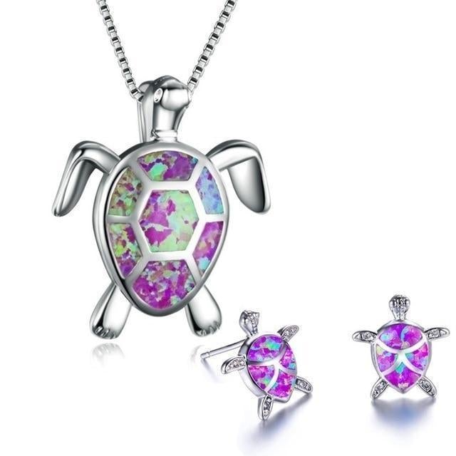 Set de Bijoux Tortue de Mer en Opale