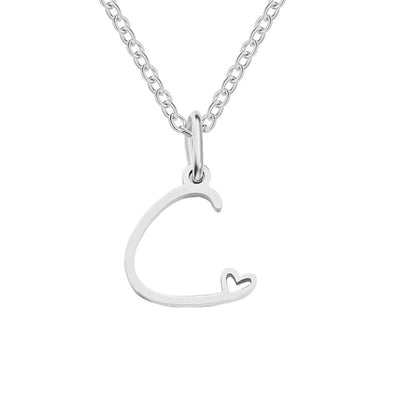 Collier en forme de cœur avec lettre en argent