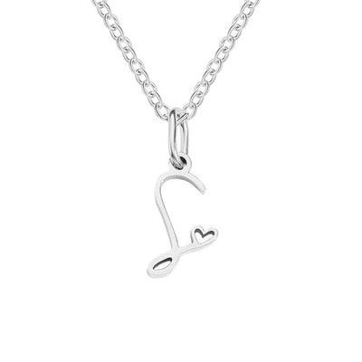 Collier en forme de cœur avec lettre en argent