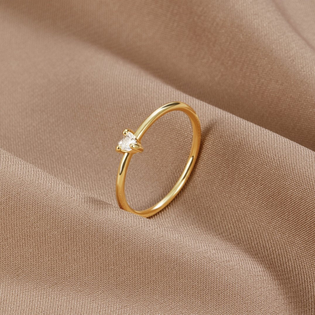Amour - Bague en Cristal en Forme de Cœur